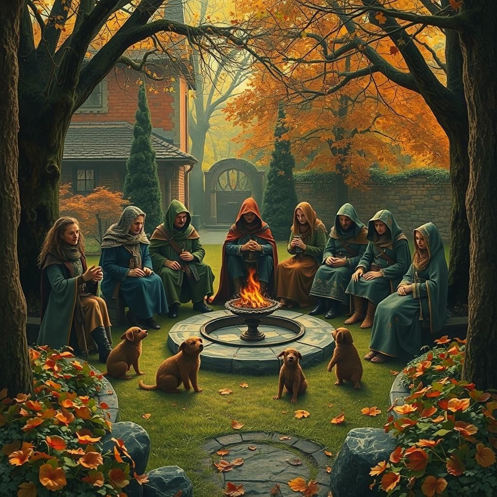 Elven and Goblin Council in Arthur Rackham Style