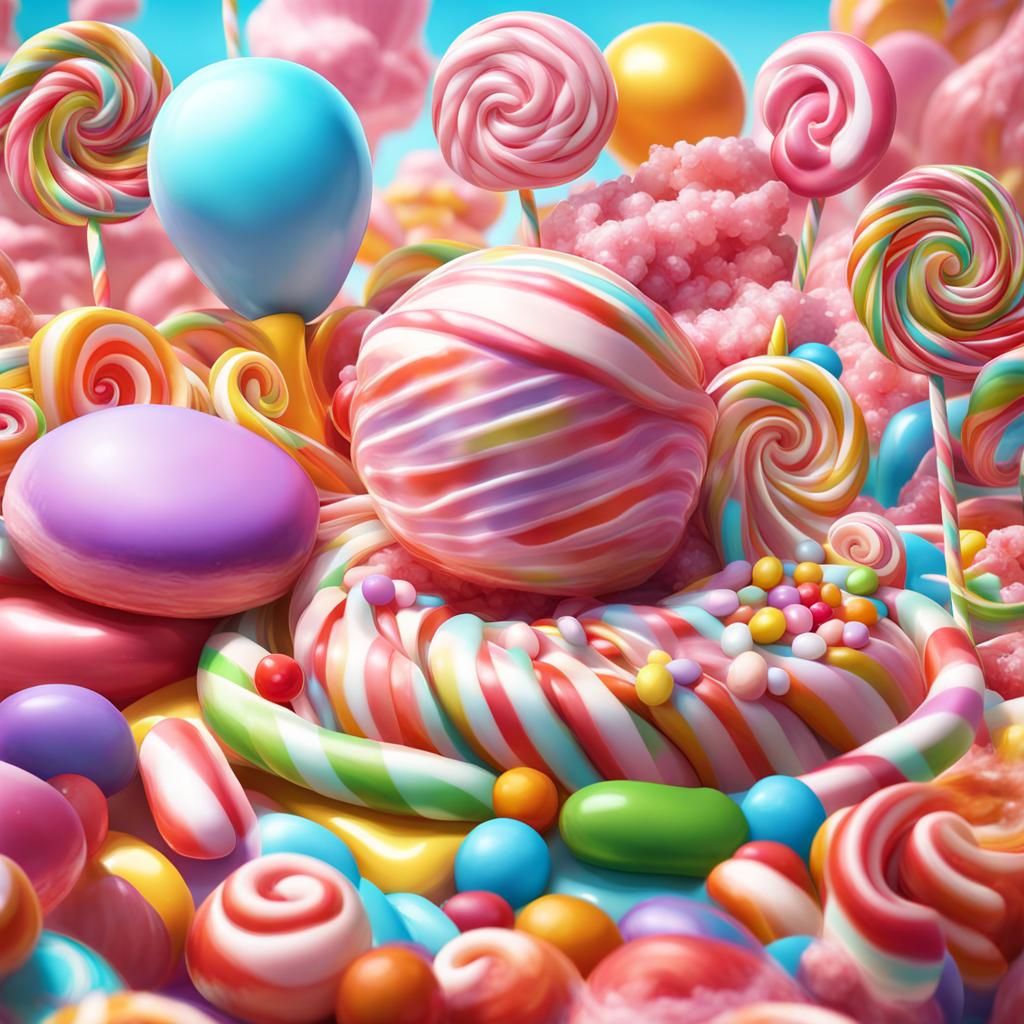 Hyperrealistic Candyland Art in Digital Illustration