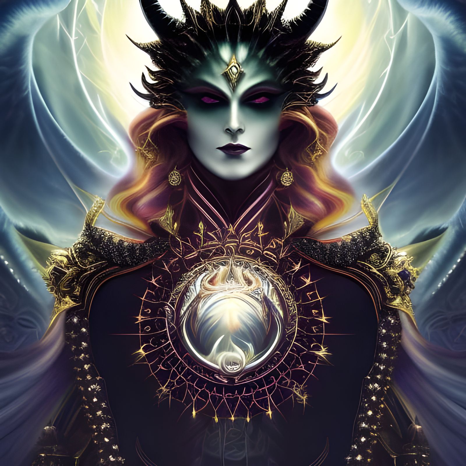 Blazing Gothic Devil Portrait in Radiant Light