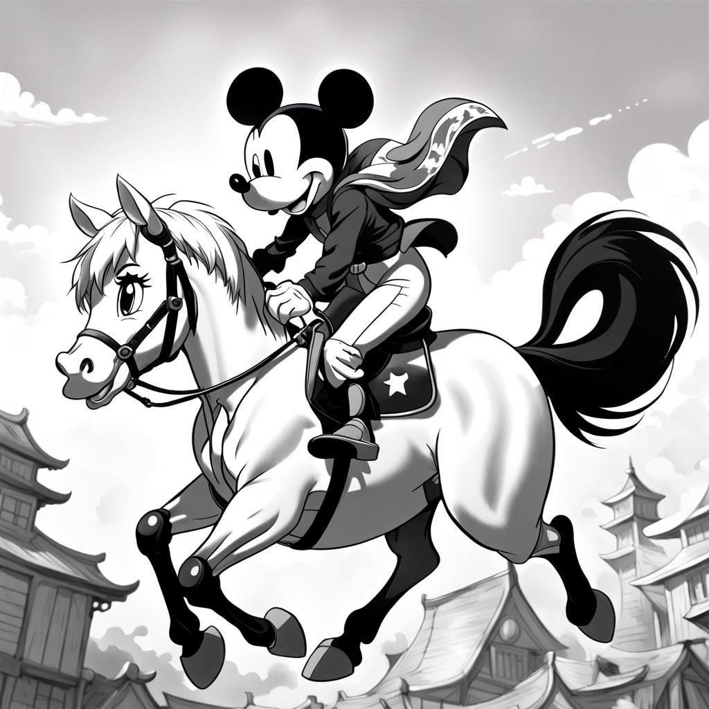 Mickey Mouse Rides Again: A Vintage Anime Cartoon