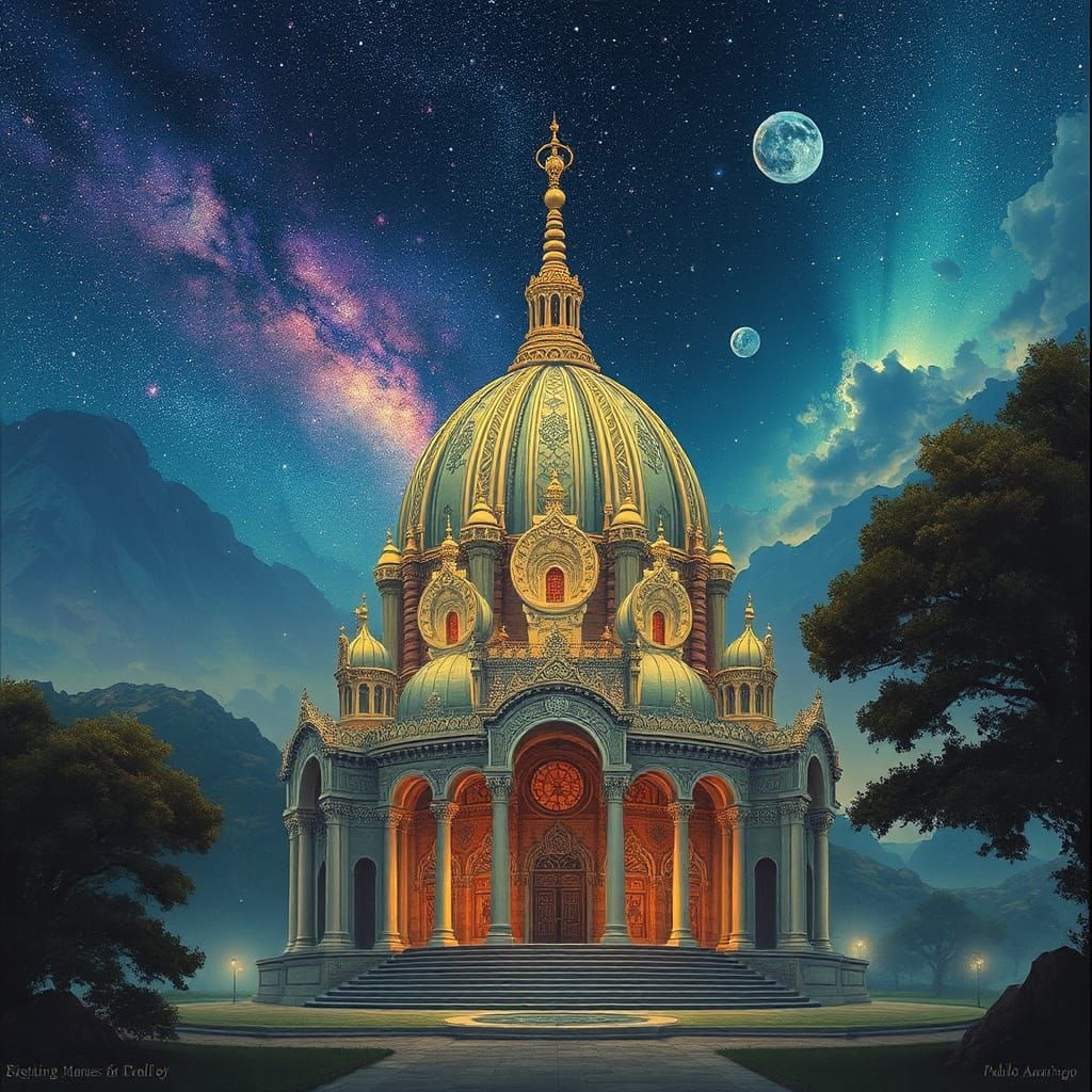 Domed Temple Architecture in Concept Art Style