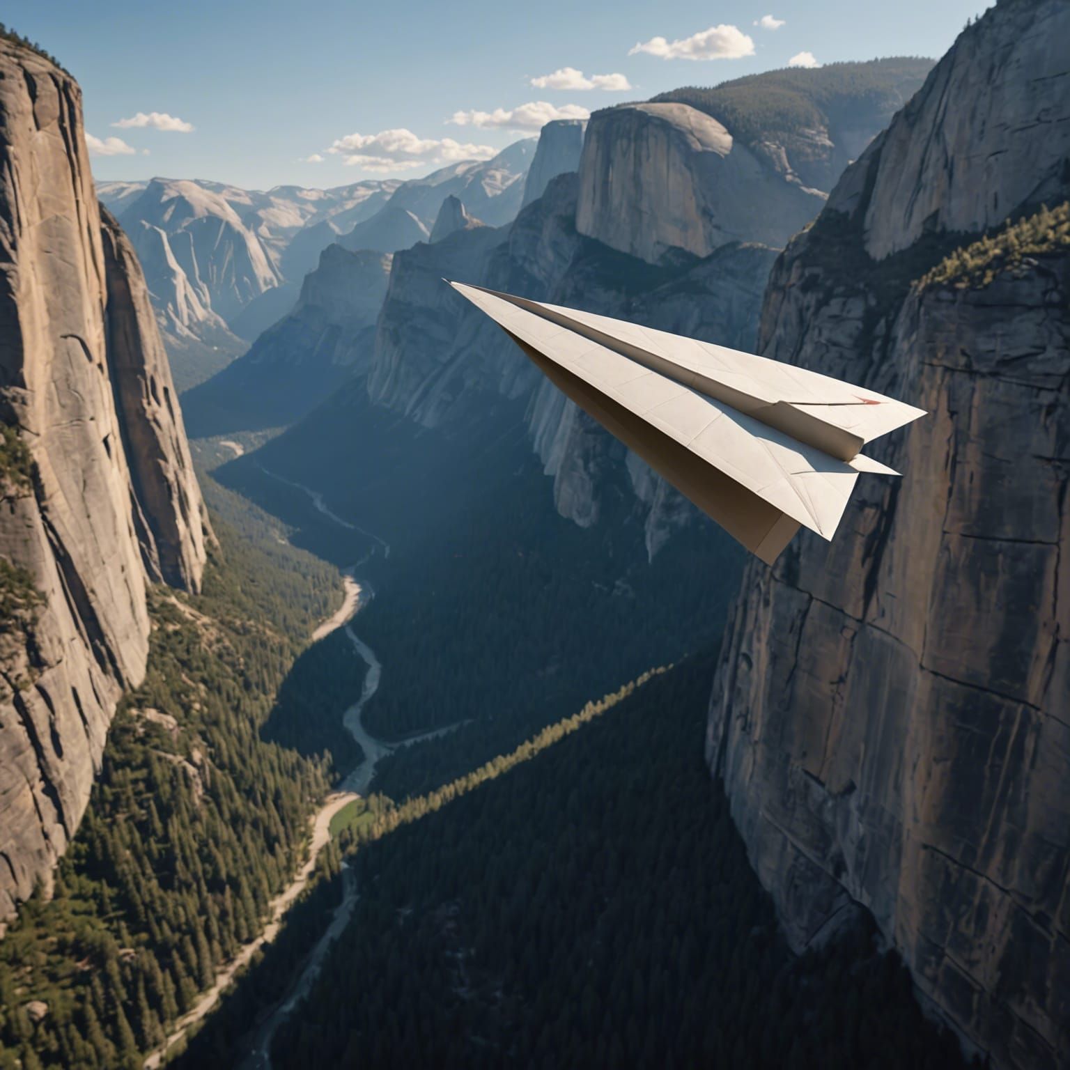 Paper Airplane Soars from El Capitan: Photorealistic 8K