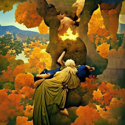 Autumnal Scene in Pre-Raphaelite Style