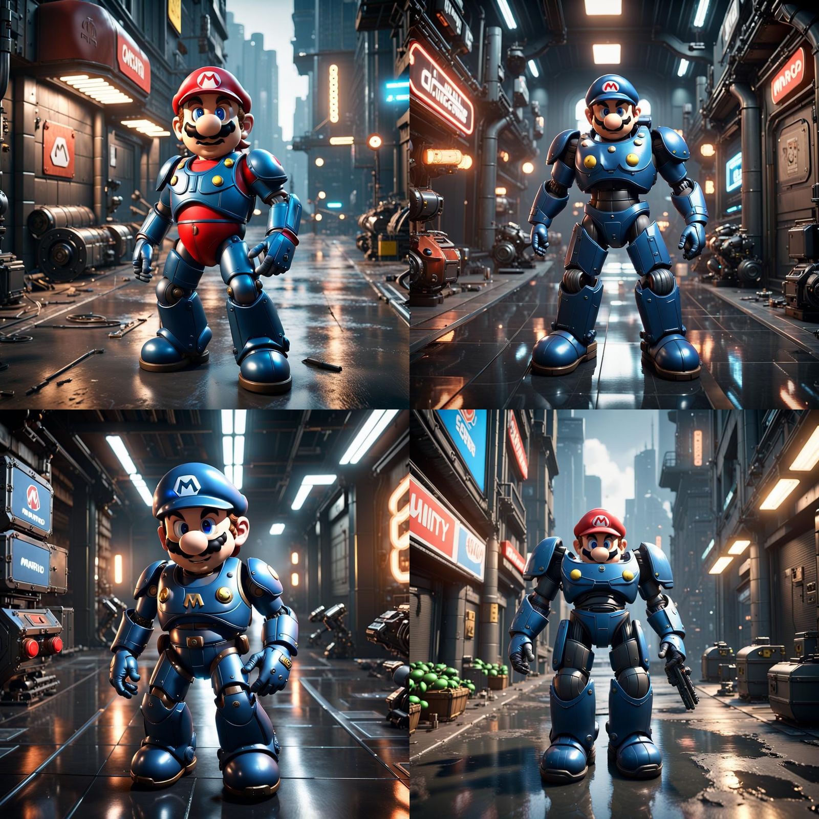 Super Mario as Robocop in 3D Game Style