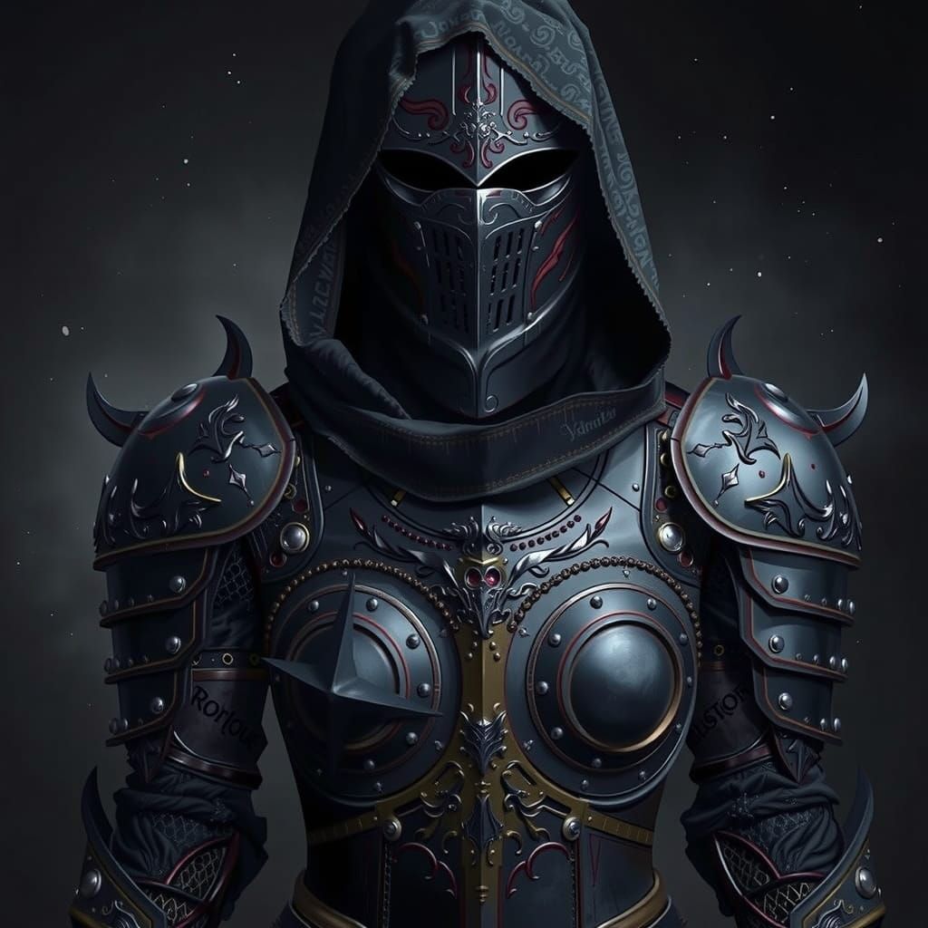 Female Knight in Obsidian Armor with Sword