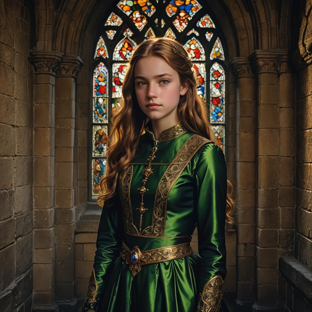Gothic Portrait of a Girl in Pre-Raphaelite Style