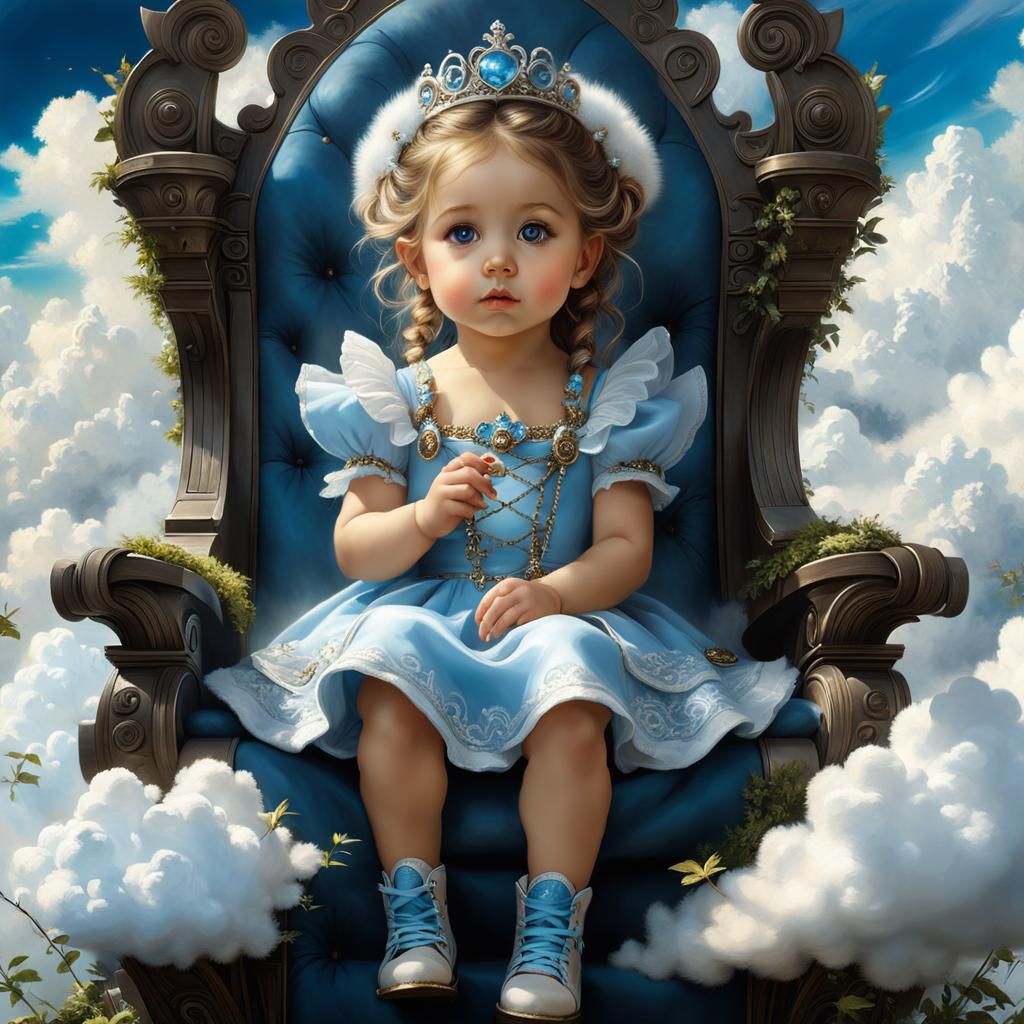 Toddler Cloud Princess in Dark Fantasy Style