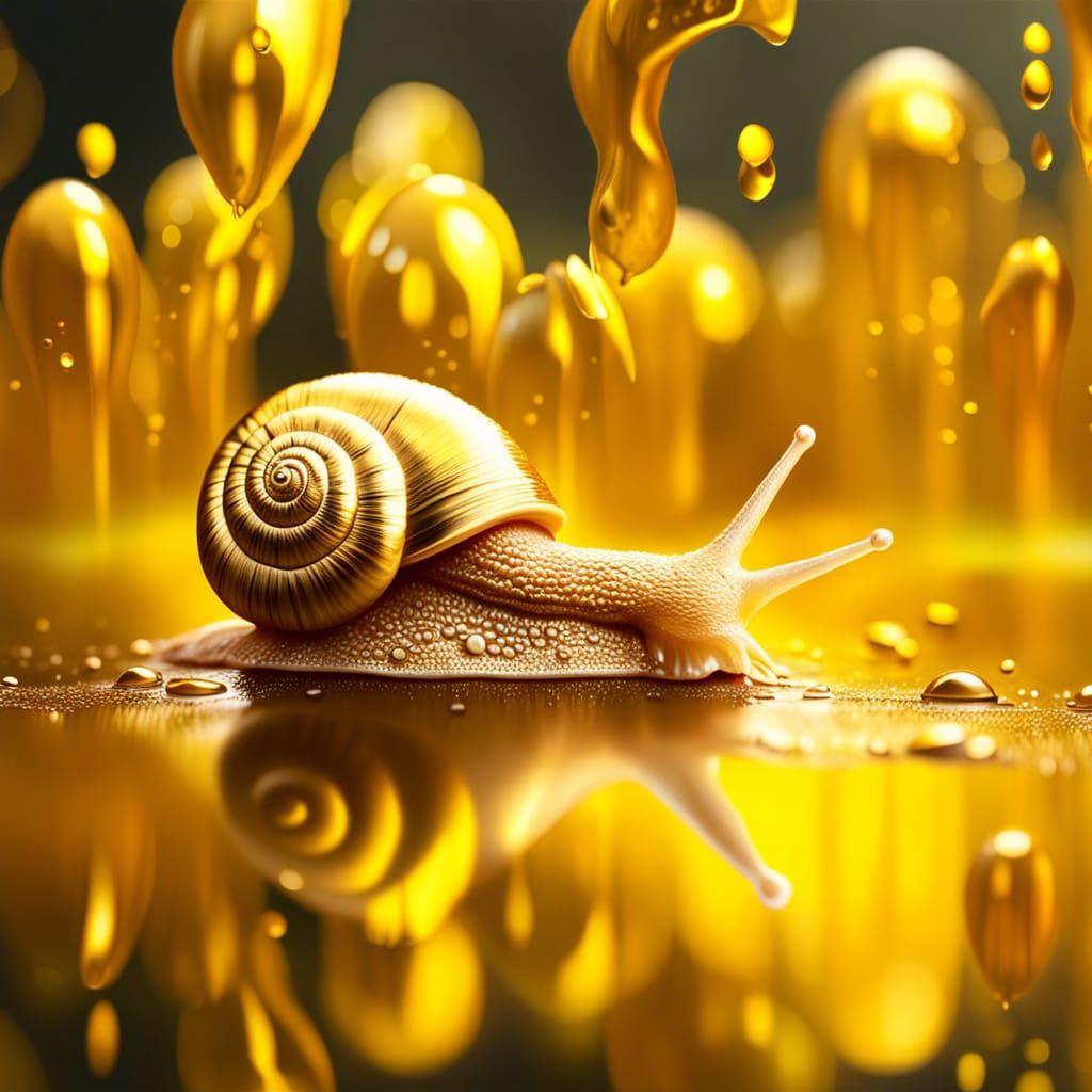 Golden Snail Dripping with Liquid Gold