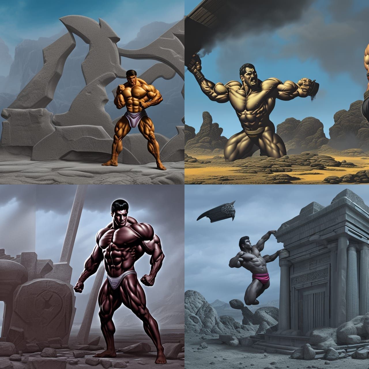 Ancient Greek Bodybuilder in Film Noir Style