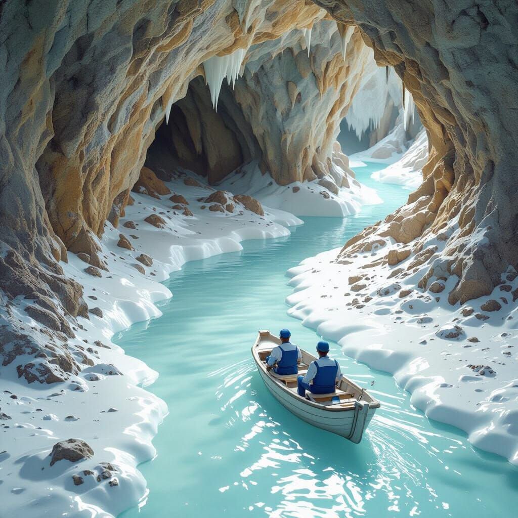 Milk River Flows Through Realistic Cave in 3D Render