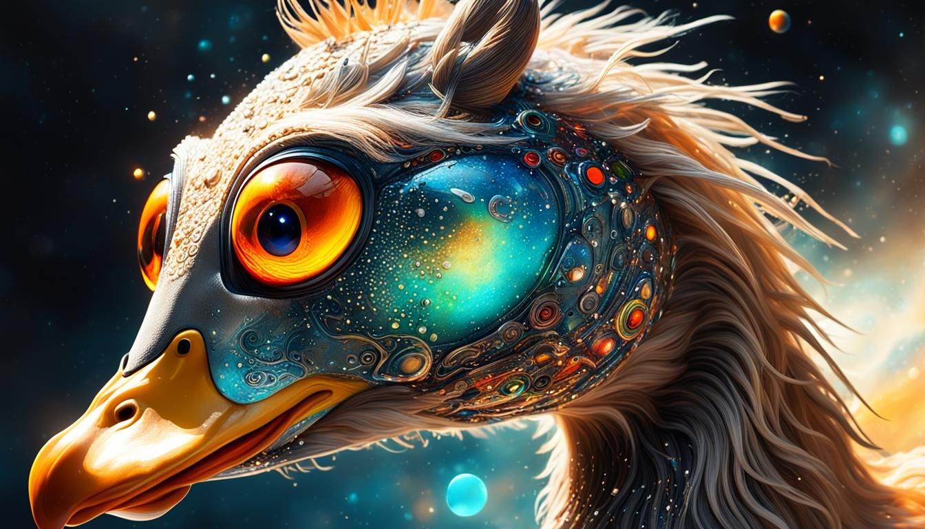 Futuristic Duckhorse Portrait in Vibrant Colors