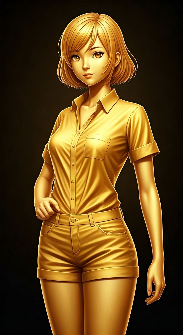 Golden Thai Woman Anime Sculpture