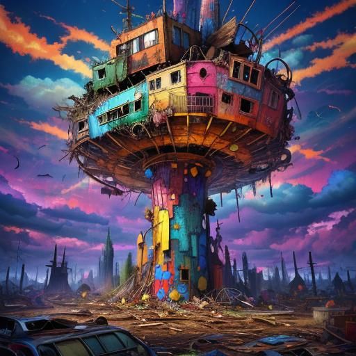 Photorealistic Junkyard Aftermath of Tornado