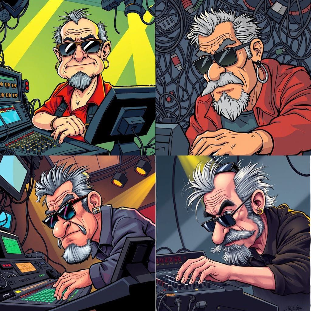 Old Roadie Guy at the Lighting Console