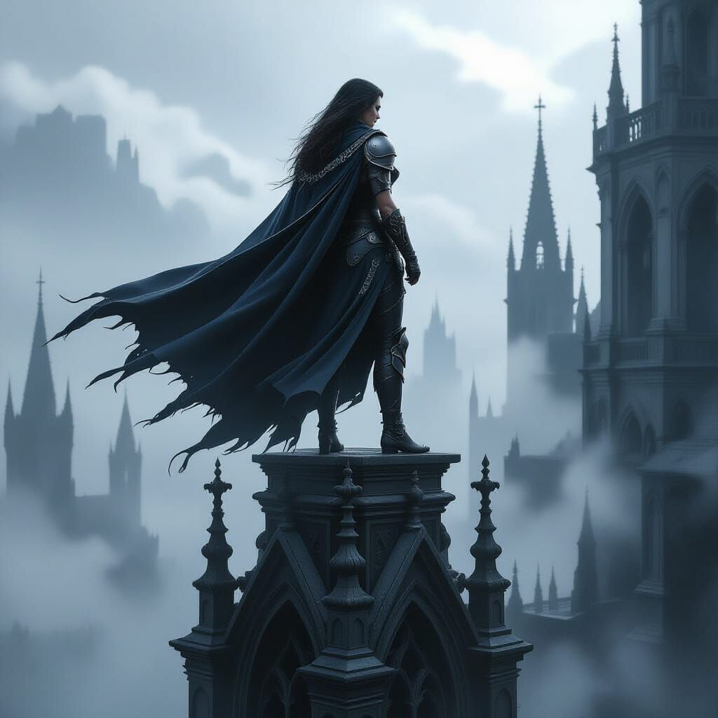 Gothic Warrior in a Dark Cinematic Style