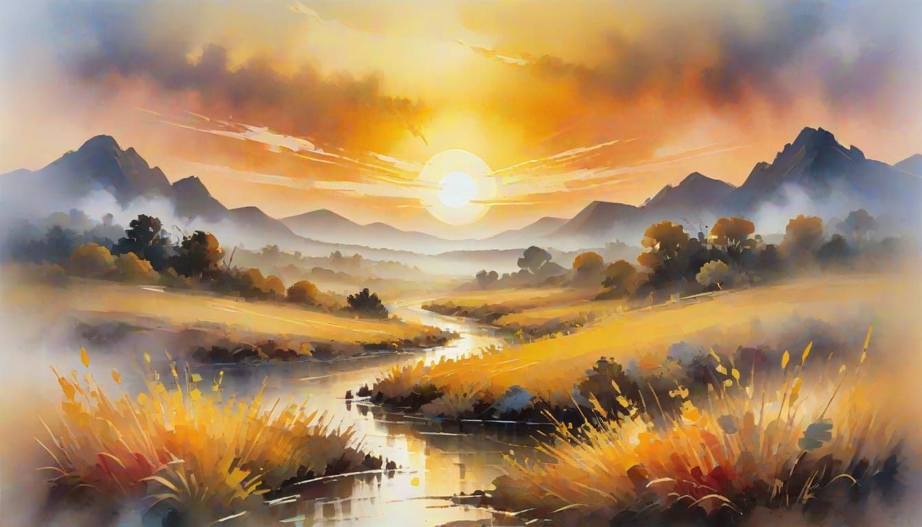 Vibrant Impressionist Masterpiece of Golden Dawn