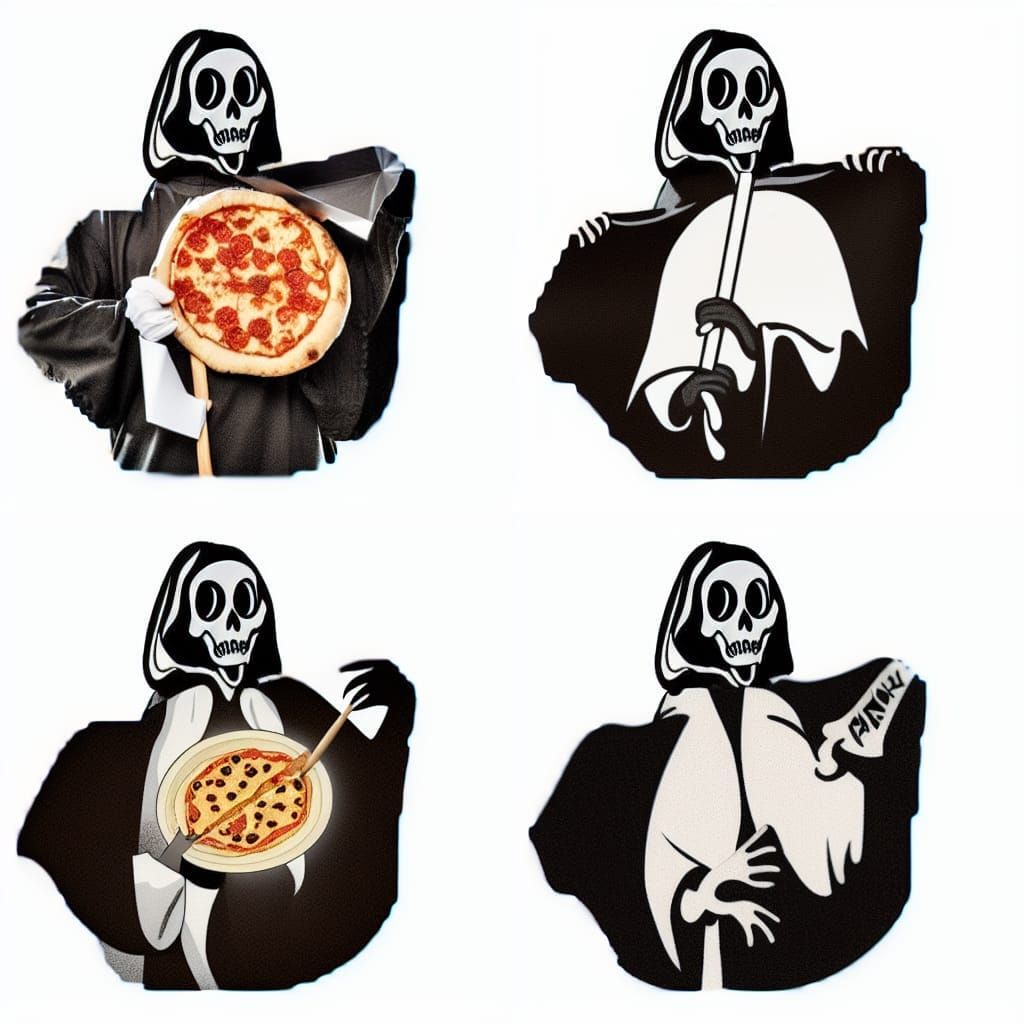 Grim Reaper with Empty Pizza Box