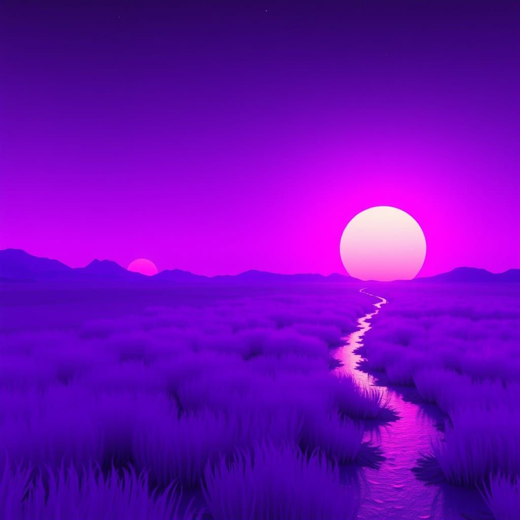 Vibrant Purple Hues in a Dystopian Cyberpunk Style