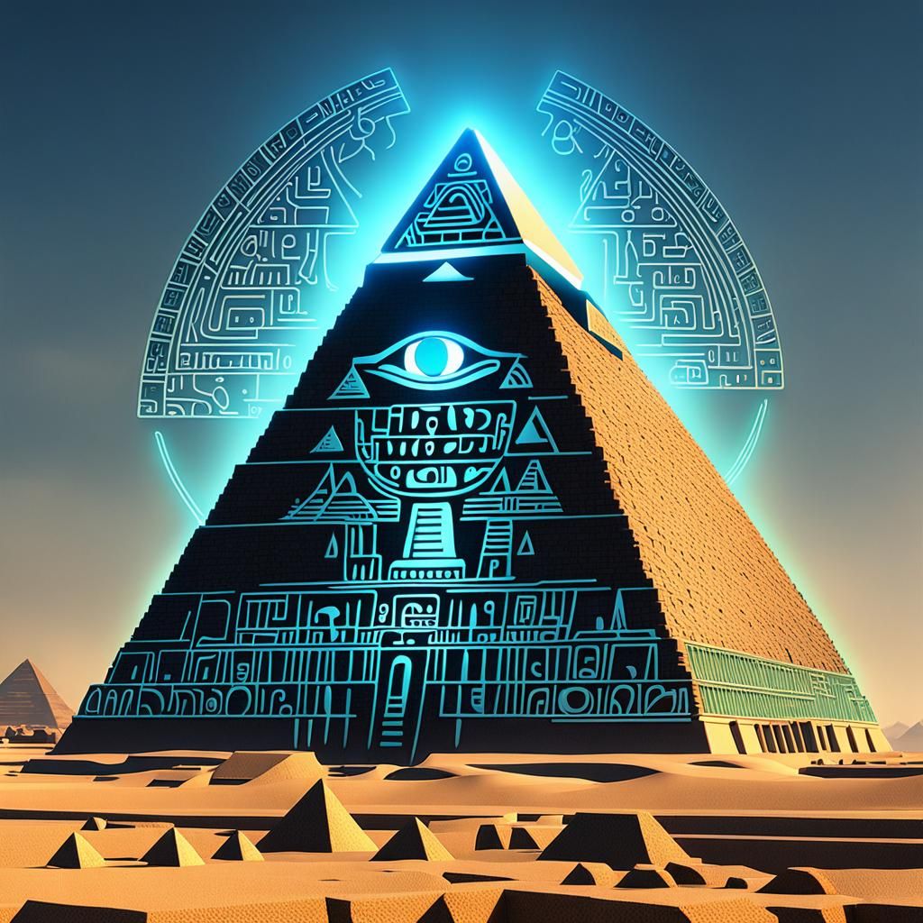 Egyptian Monument Embedded in Airbrush Letter Art