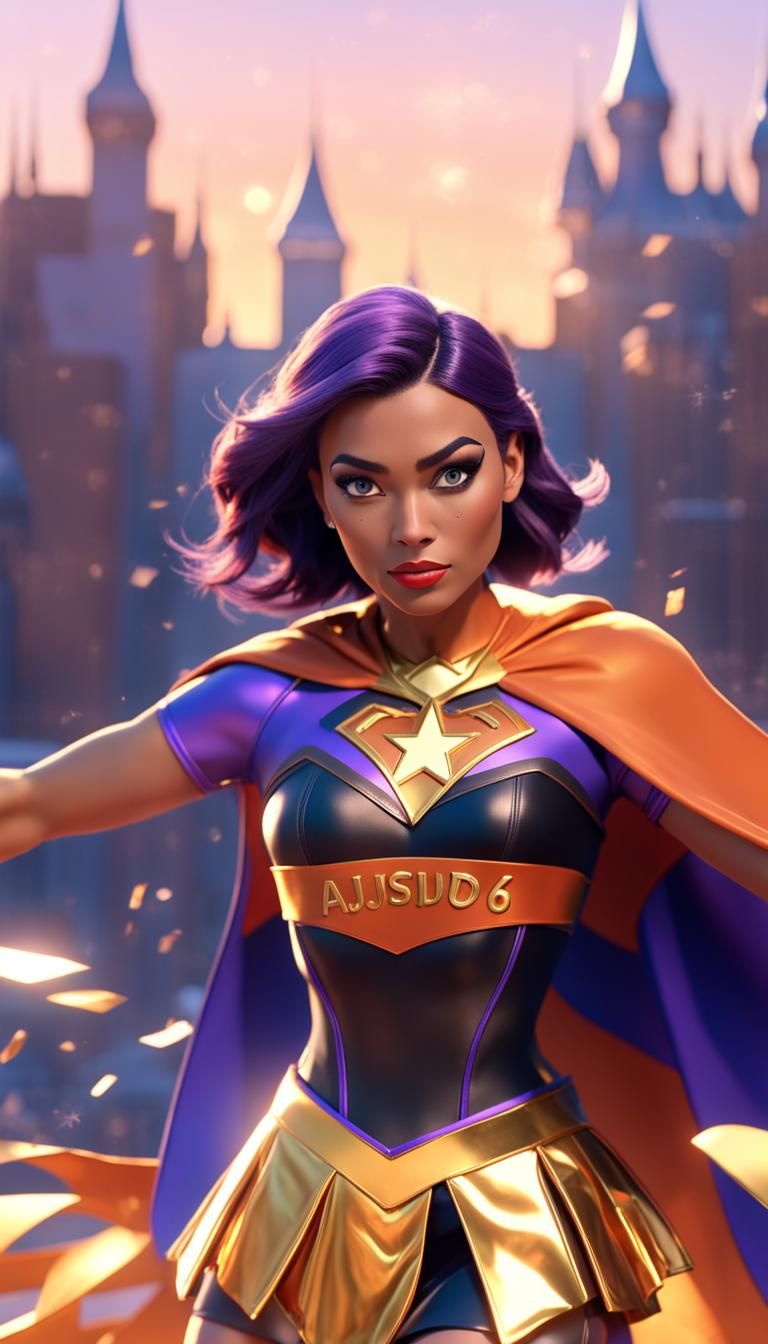 Superhero Woman in Pixar Style 3D Animation