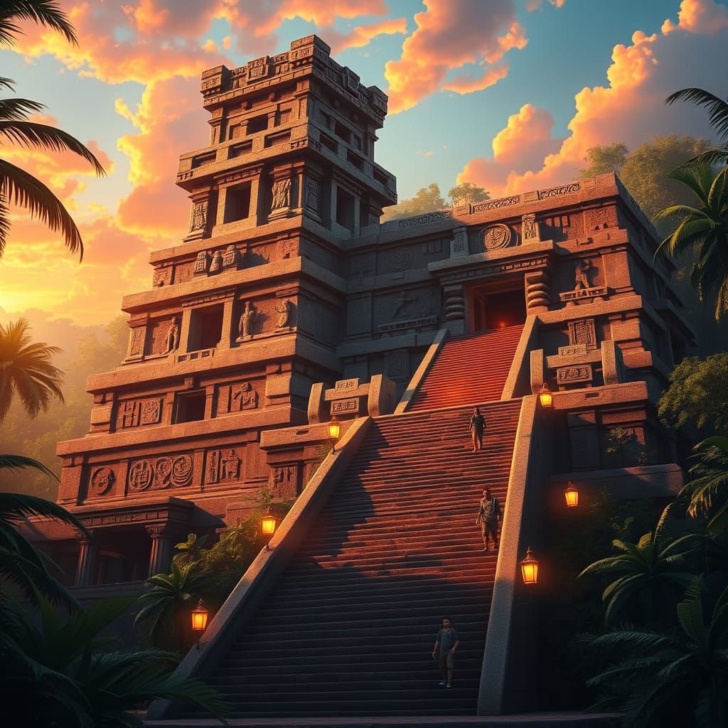 Ancient Mesoamerican Temple Rises from Jungle, Blending Azte...