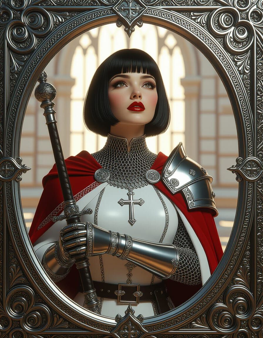 Cleric in Silver Chainmail, Dark Fantasy Portrait