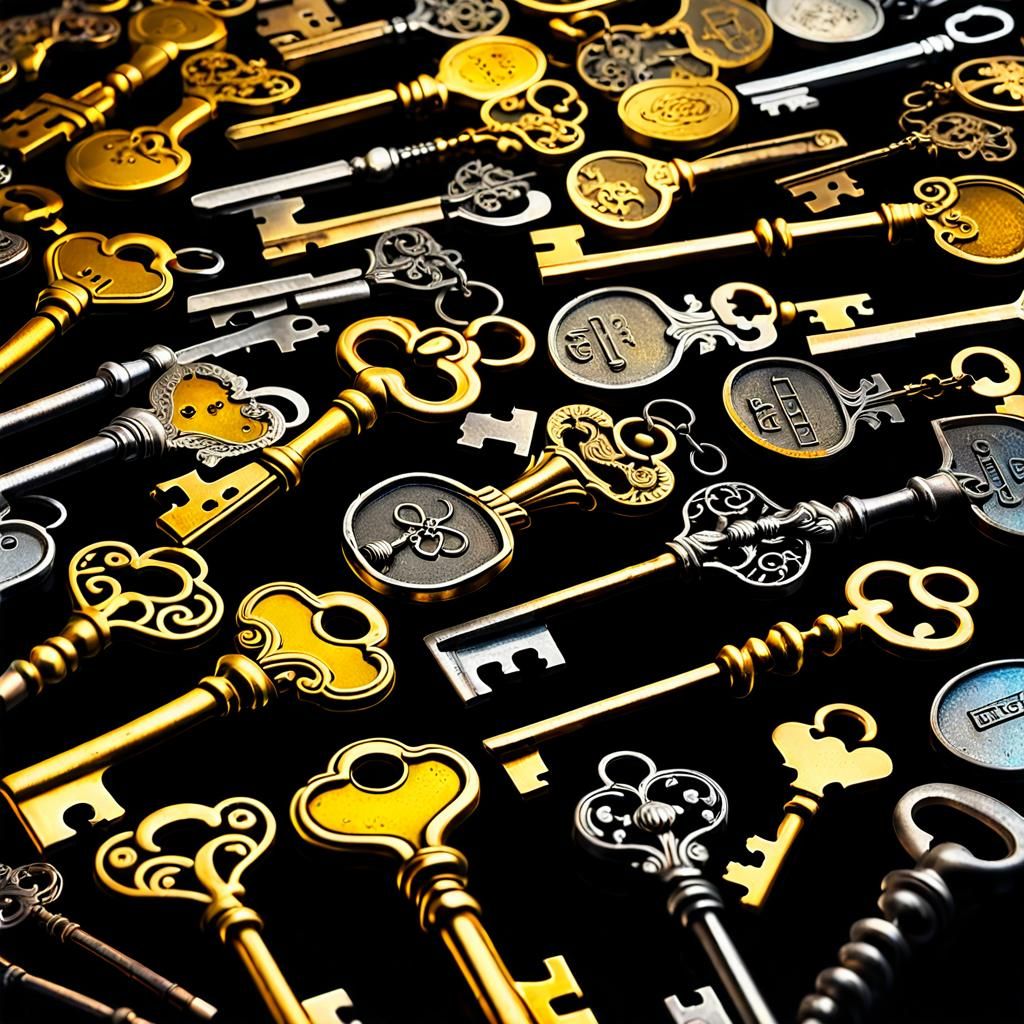 Ornate Wrought Iron Key in Hyperrealistic Photography
