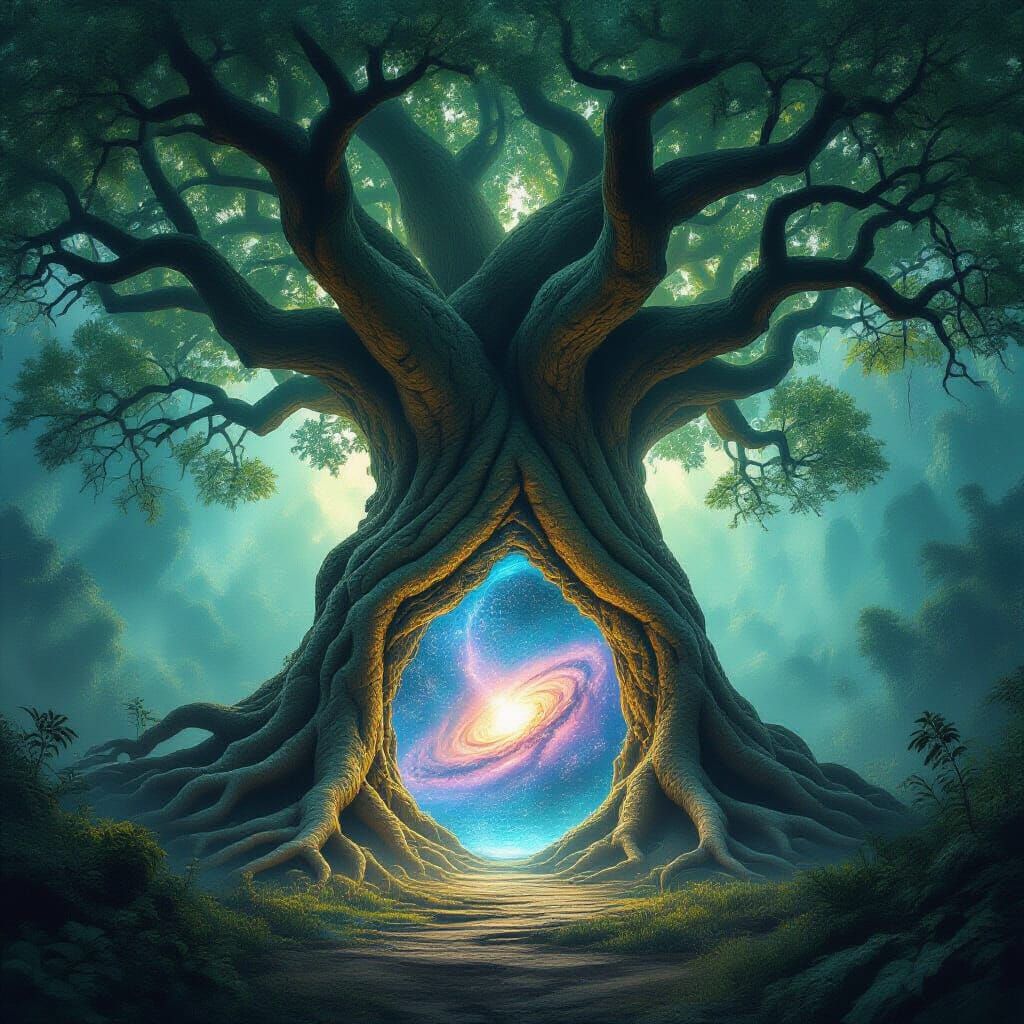 Ancient Tree Portal in Dreamlike Glade