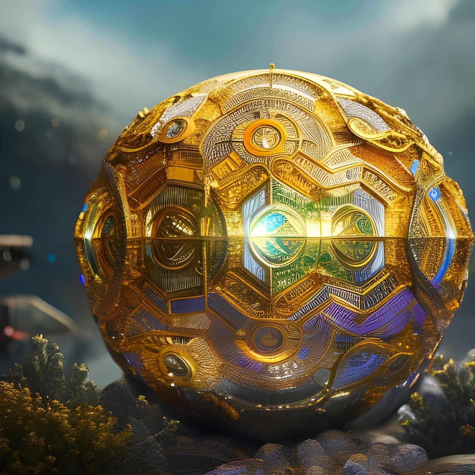 Diamond Dust Easter Egg in Ornate Art Deco Style