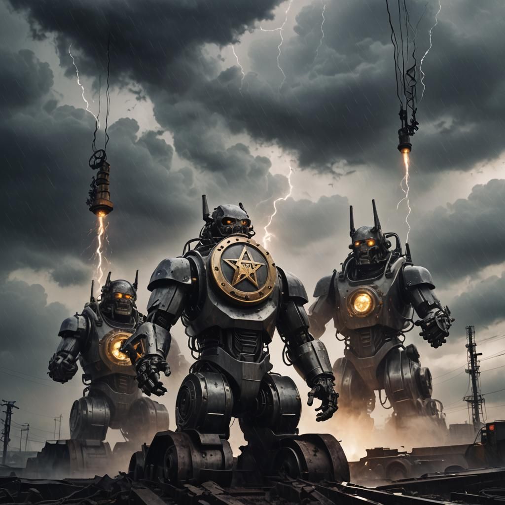 Ethereal Ghosts Rise from Metal in Rainy Machinery Scene