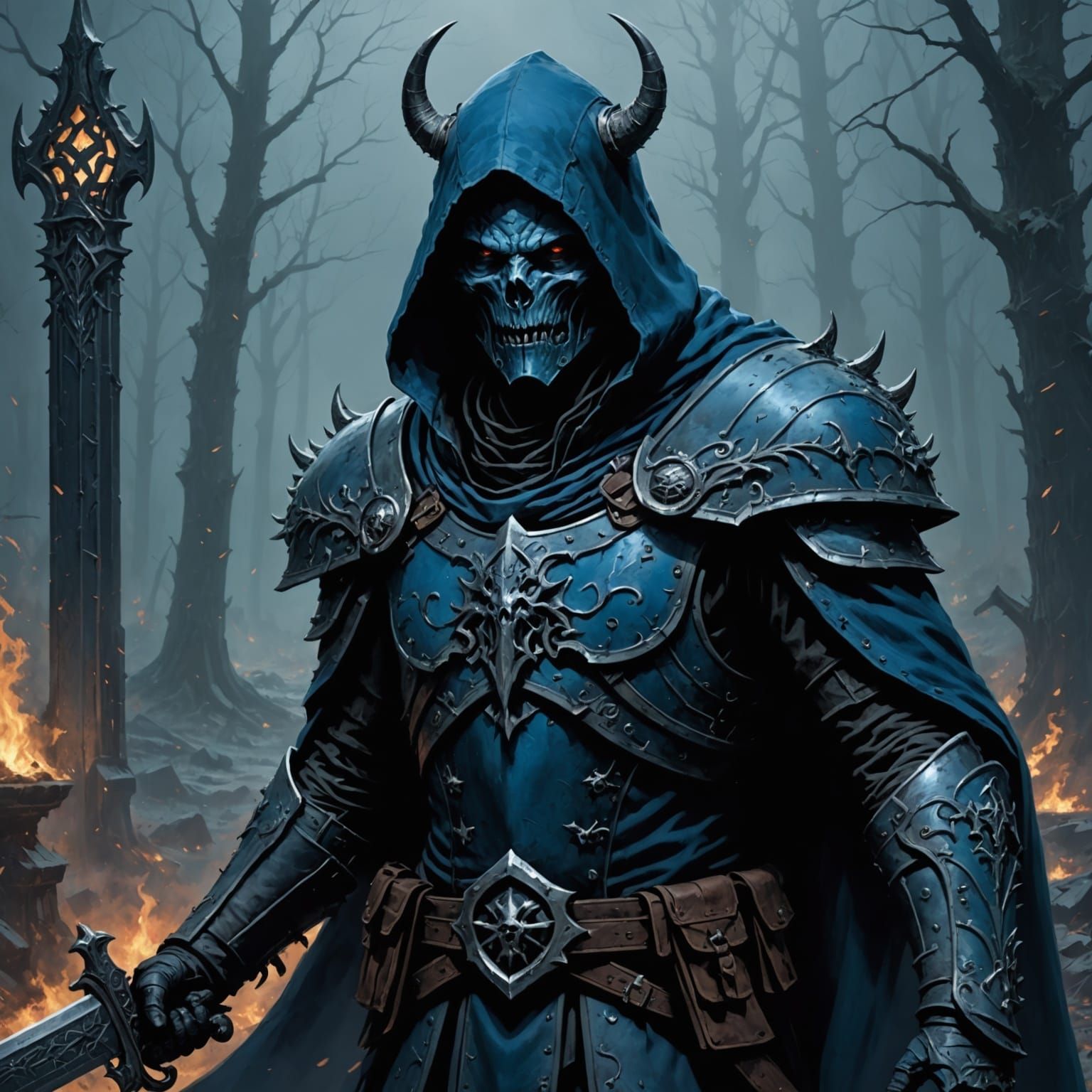 Grimdark Scene in Blue