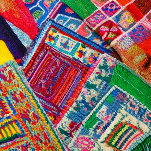 multi-coloured messy art rugs