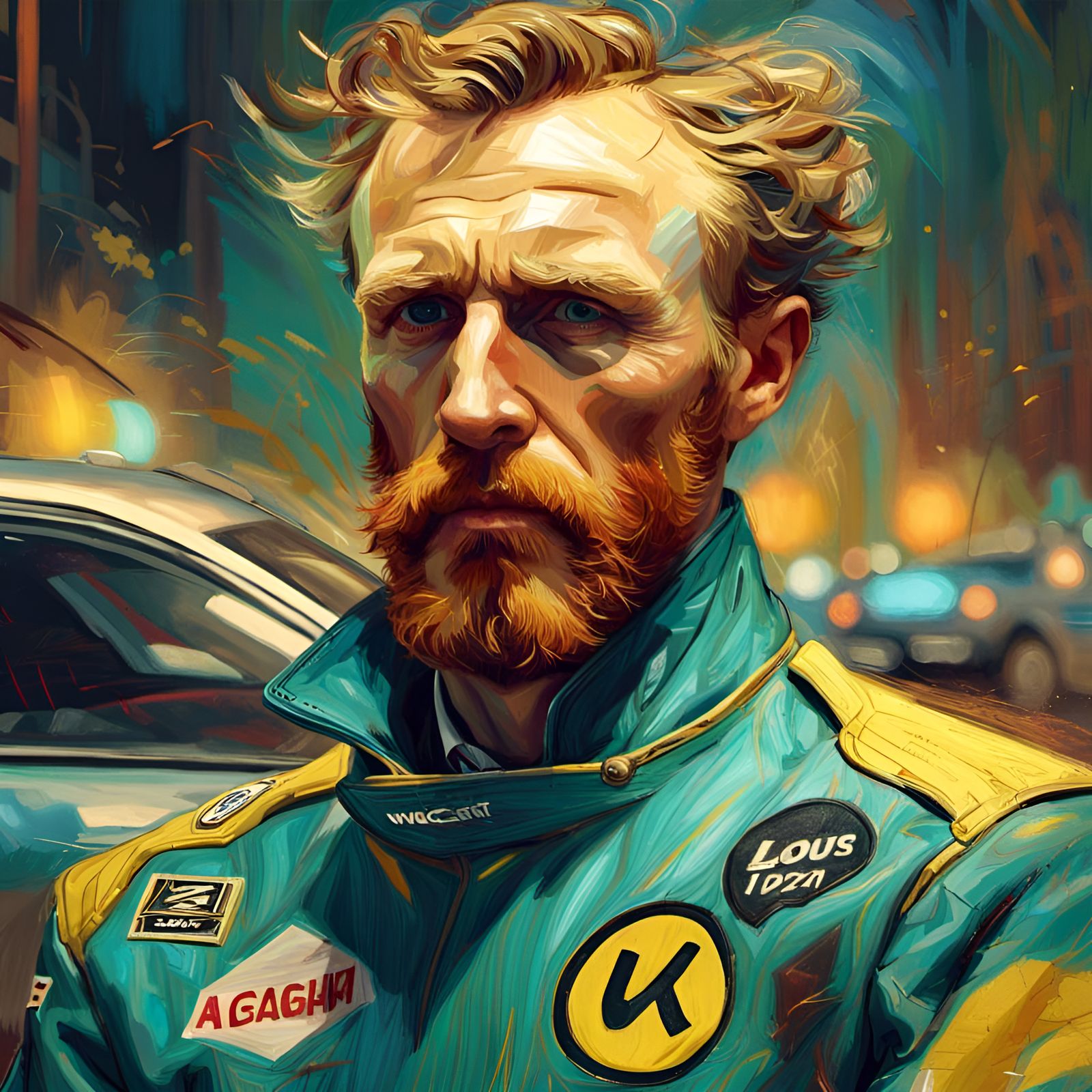 Van Gogh as Race Car Driver, Digital Art