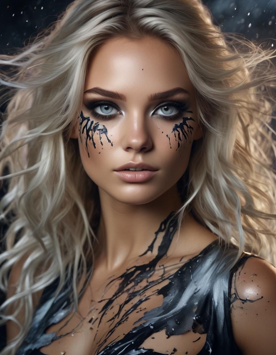 Stormy Beauty: Hyperrealistic Portrait with Dynamic Lighting
