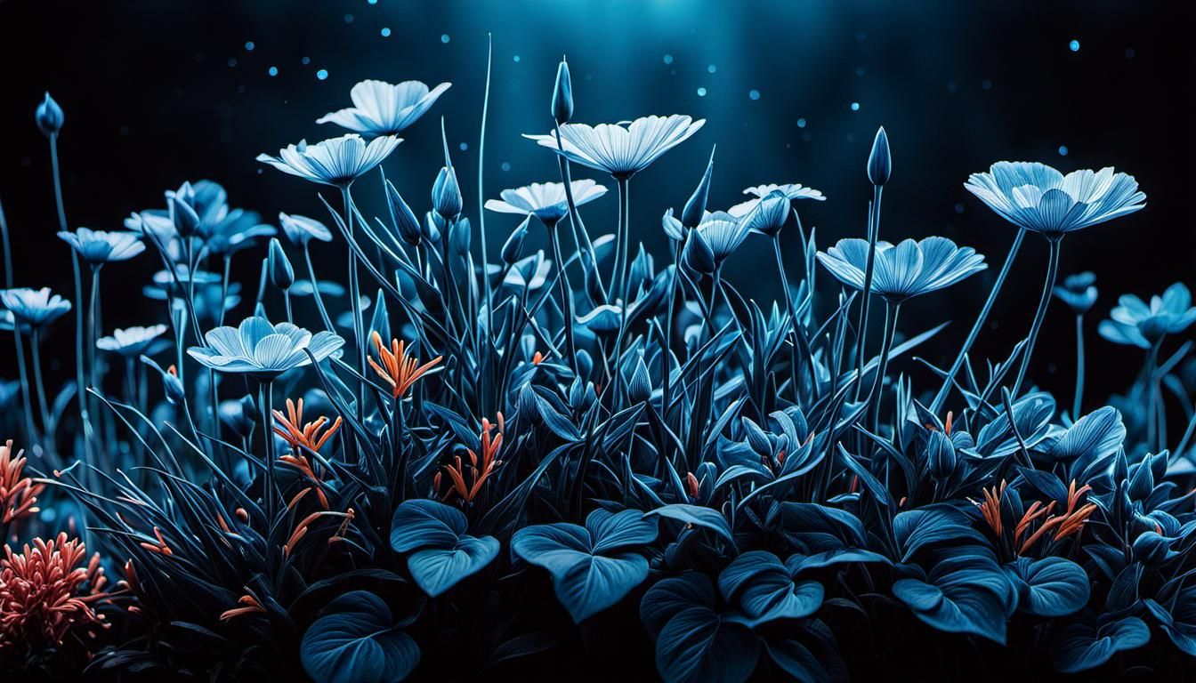 Detailed Botanical Ink Drawing with Bokeh