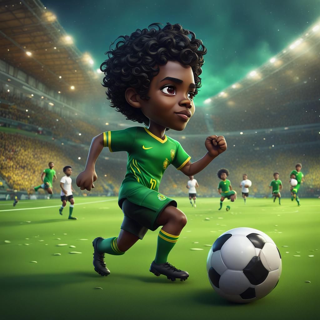 Chibi Soccer Player in Detailed Digital Painting