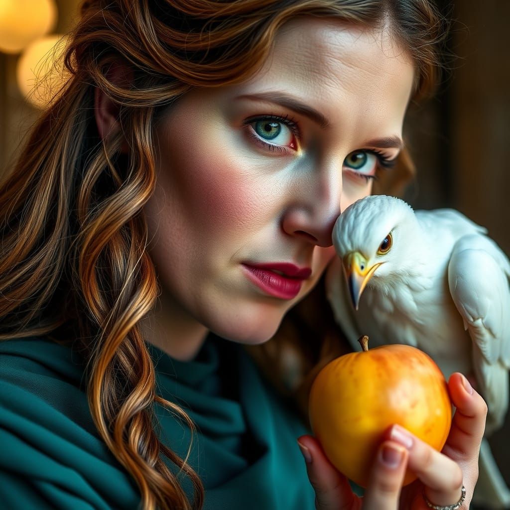 Nemesis Portrait with Griffin and Apple Blossom