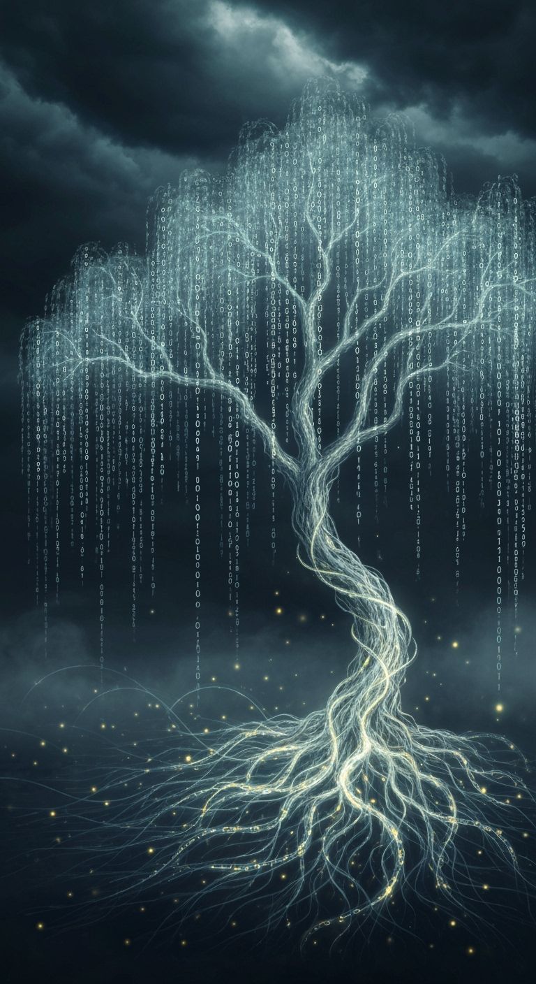 Spectral Willow Tree in Gothic Oil Paint Style