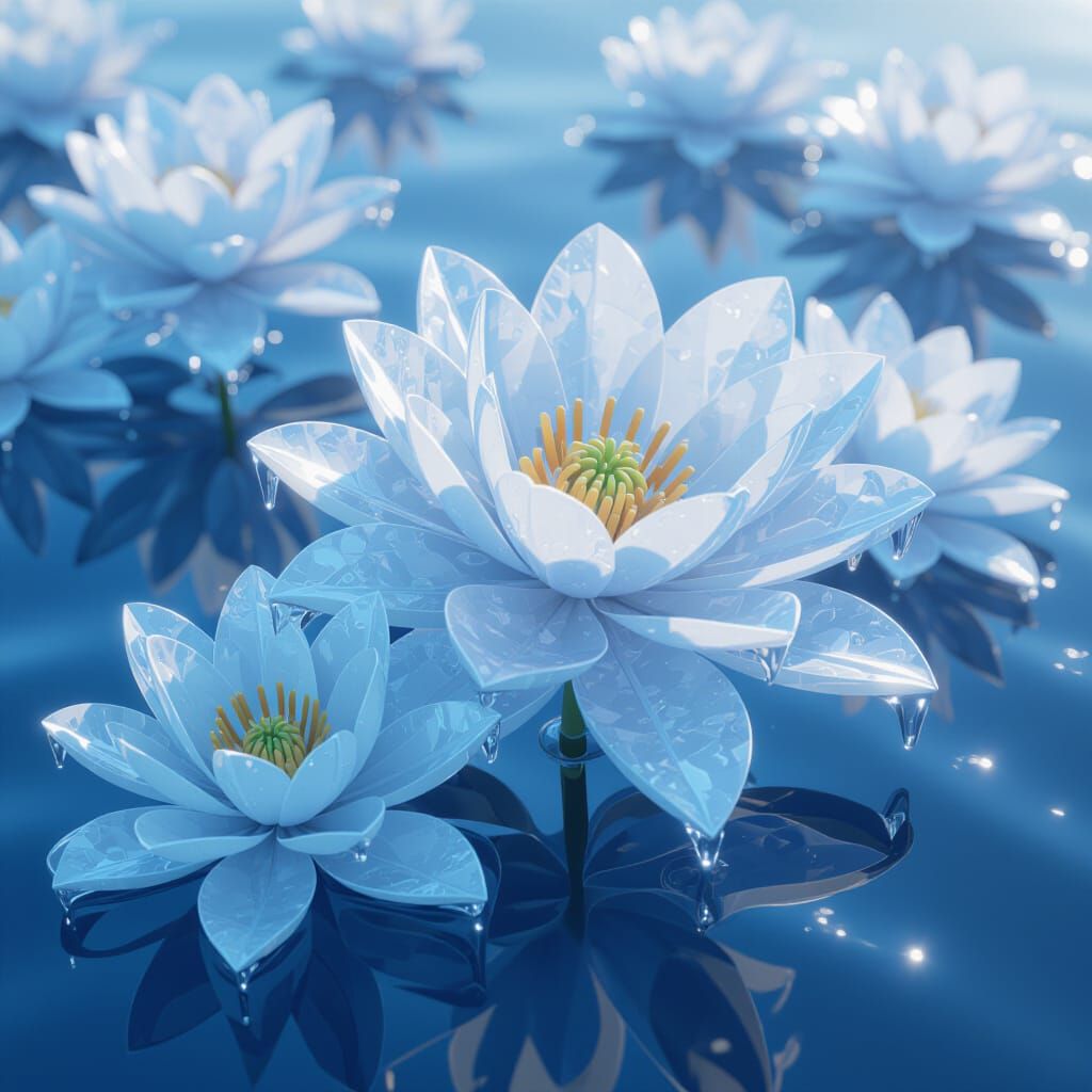 Stunning 3D Anime Ice Flowers
