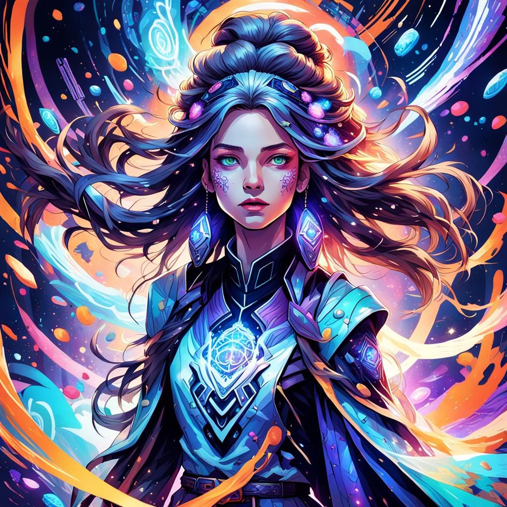 Woman Escaping Lab in Vibrant Concept Art