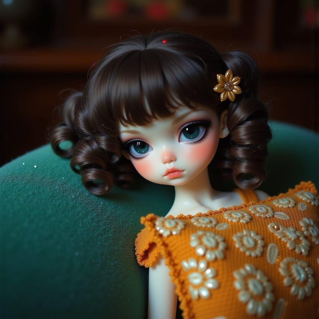 Whimsical Antique Doll in Soft Pastel Hues