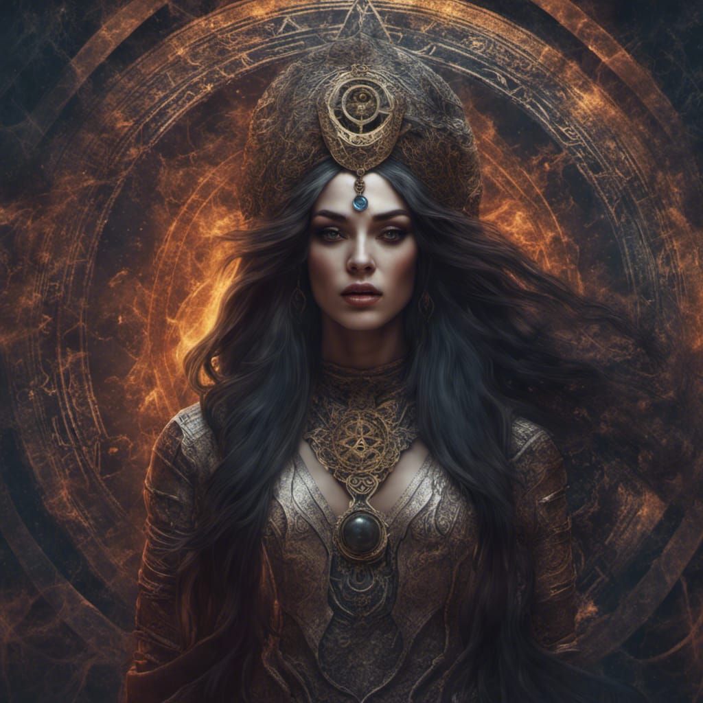 Mystical Priestess in Detailed Digital Painting