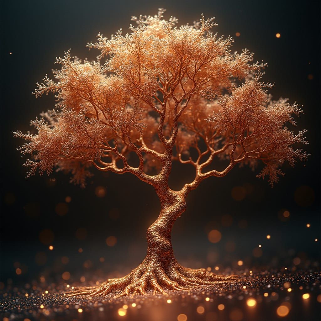 Fractals of Copper Iridescent Music in Tree Form