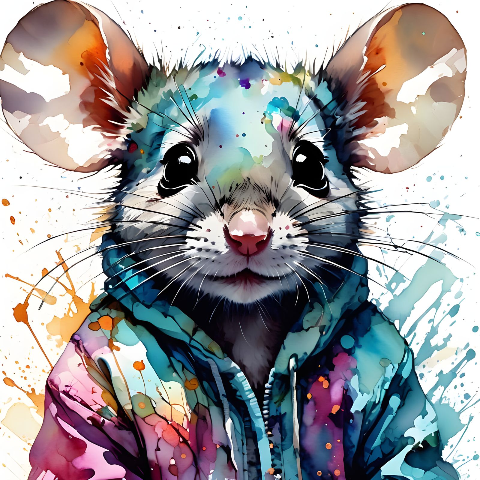 Shy Mouse Illustration in Watercolour Style