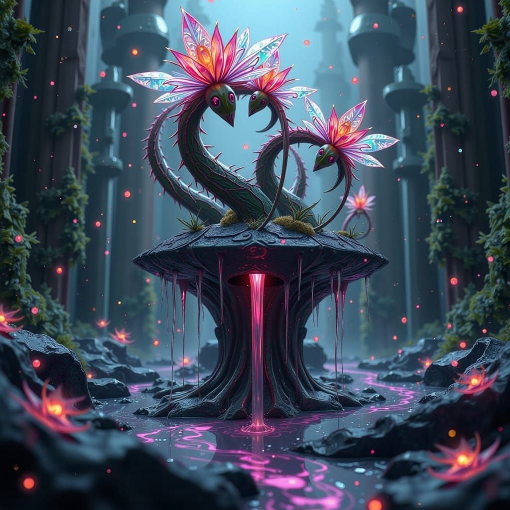 Biomechanical Fae Blooms from Obsidian Island