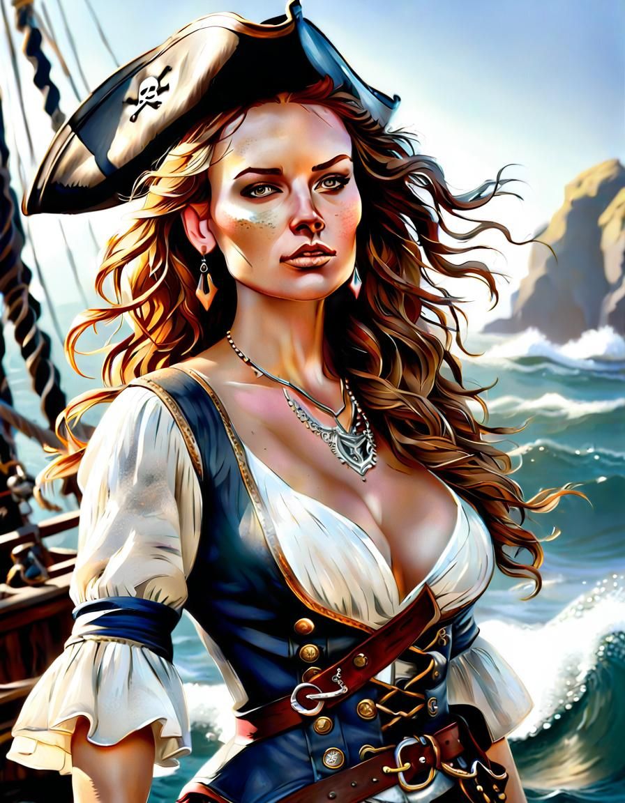 Young women pirate captain