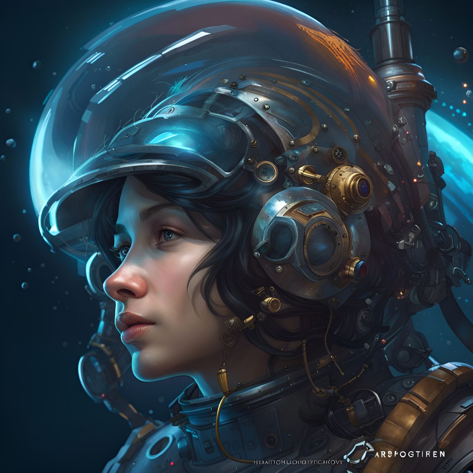 Submarine Drifting in Space: Hyperdetailed Concept Art