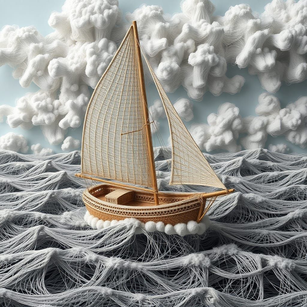 String Sailboat on Thread Sea: Fantasy Realism