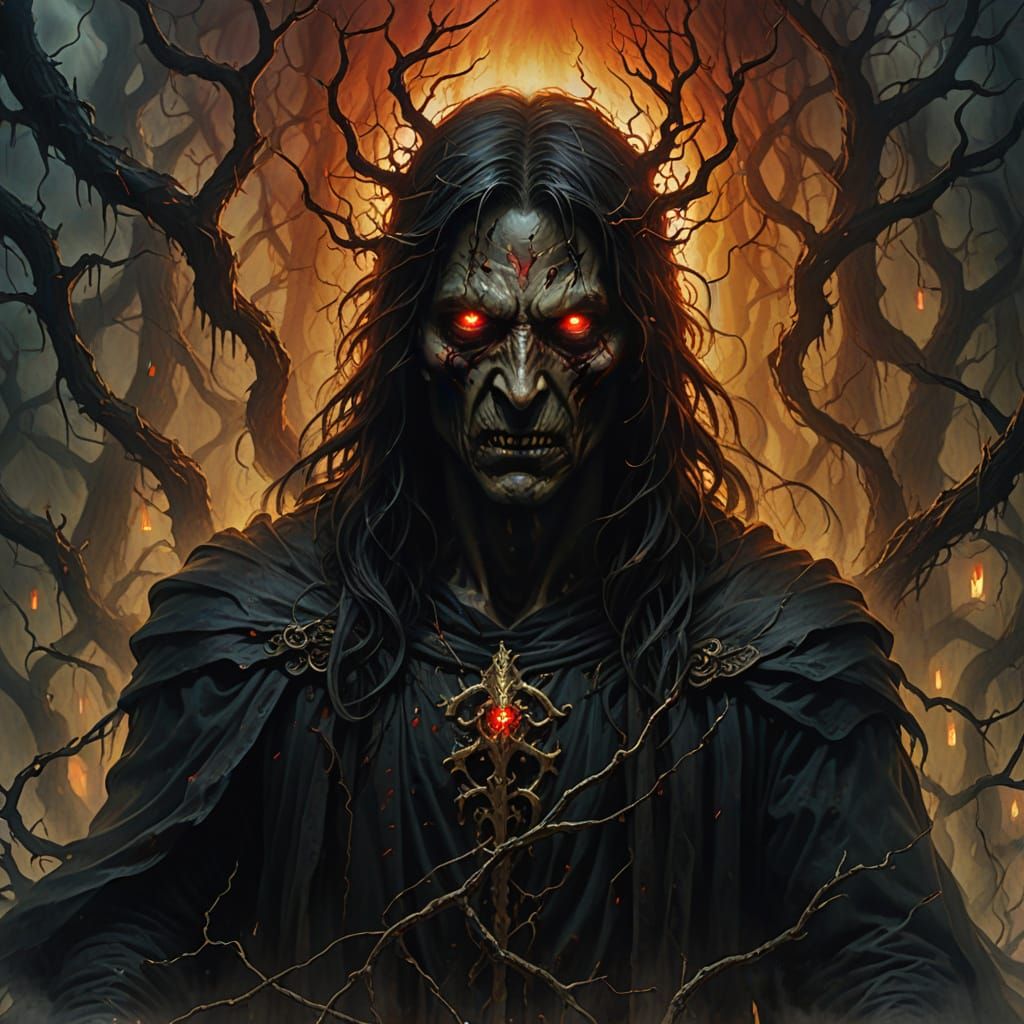 Evil Spirits Invade Human Souls in Ominous Oil Painting