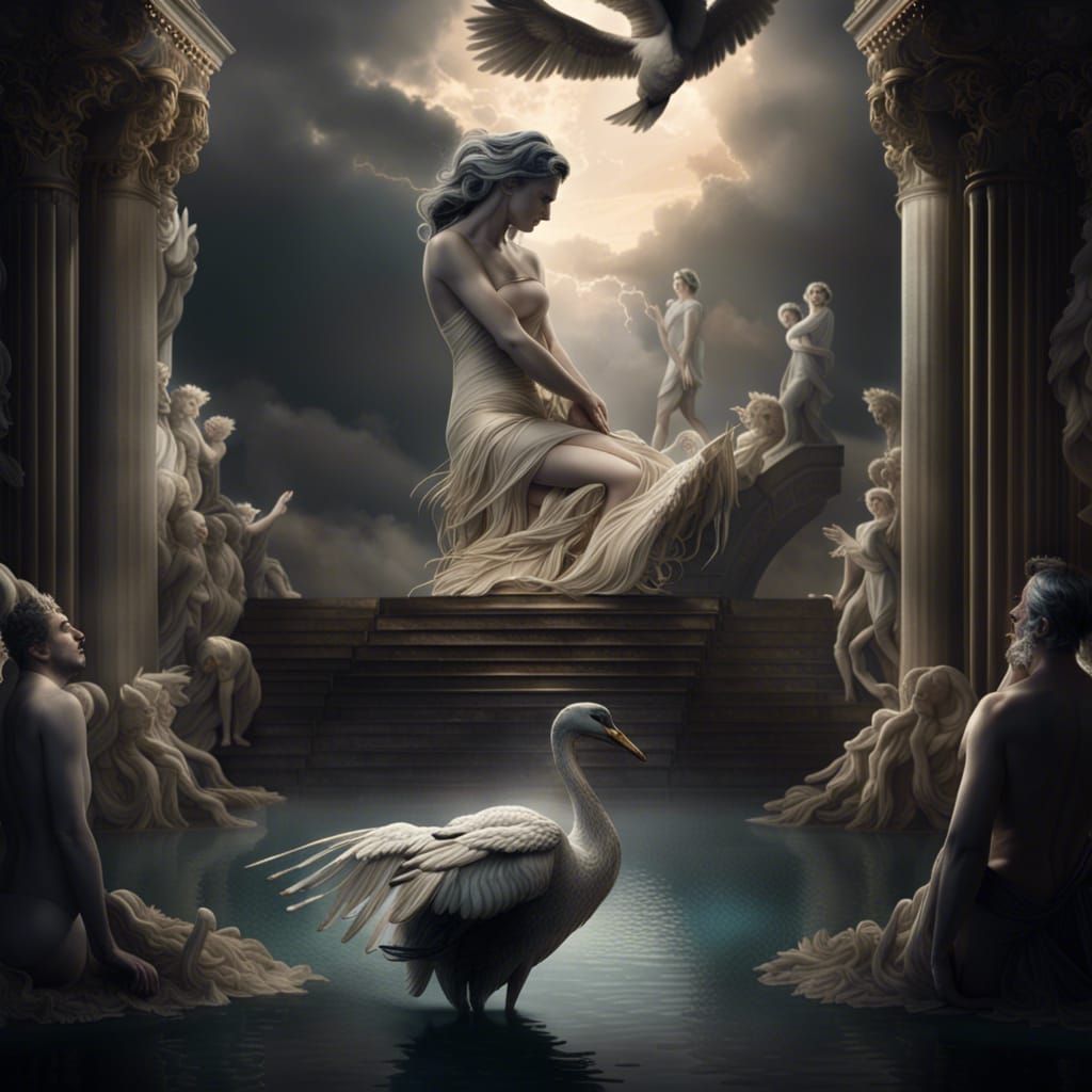 Zeus as swan and Leda